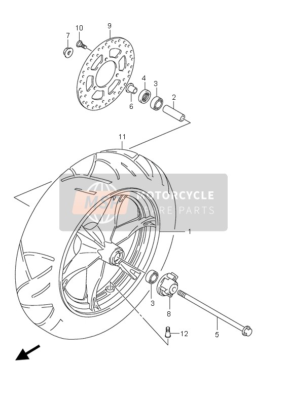 Suzuki UH200 BURGMAN 2007 Front Wheel for a 2007 Suzuki UH200 BURGMAN